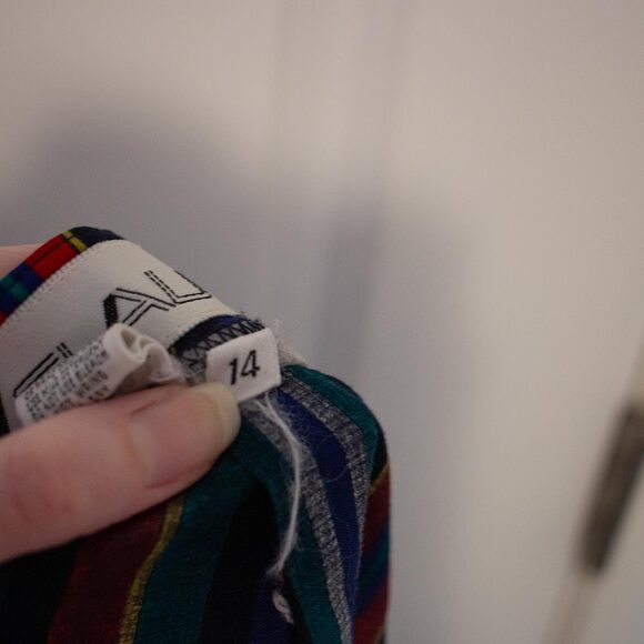 Avant Garde VTG Skirt Royal Crest Stripe Jewel Tone Japan Sz 14 | Bright Winter - Picture 8 of 9